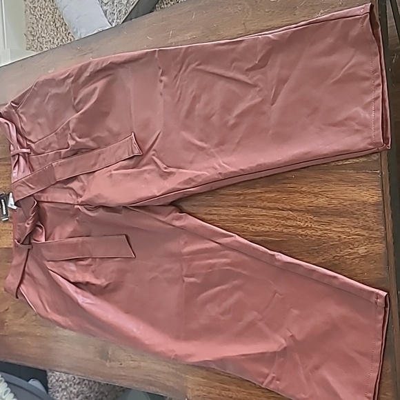 Express Faux Leather Red Straight Leg High Rise Pants Size Large - Picture 2 of 6